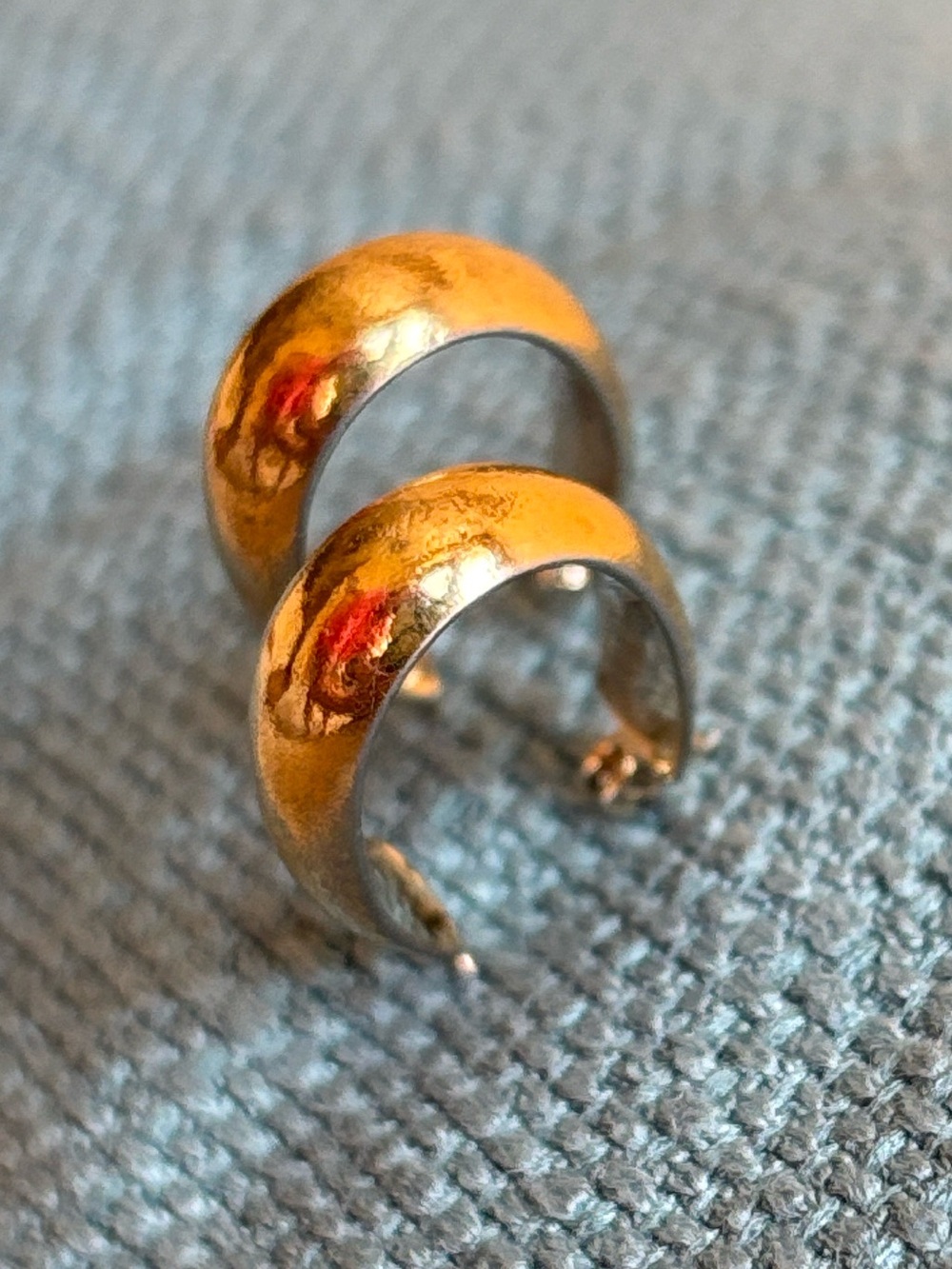 Gold Plated 925 Sterling Oval / Oblong 3/4” Hoops, Good Condition, Latch Back